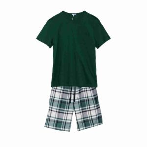 Short Set Herren Pyjama grün Flanell Louis & Louisa
