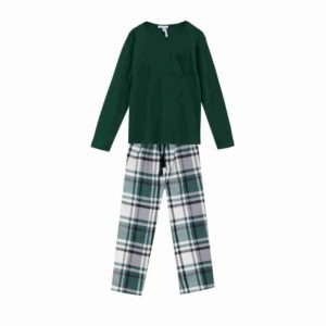Jungs Pyjama mit Tasche grün Flanell Louis & Louisa
