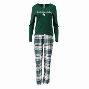 Damen Pyjama "Kuschelige Zeiten" grün Flanell Louis & Louisa